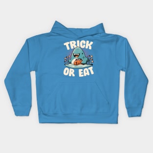 Trick or Eat - Dark Funny Shark Halloween Gift Kids Hoodie